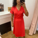 Robe cache-coeur manches courtes Vilovie - Hibiscus - VILA