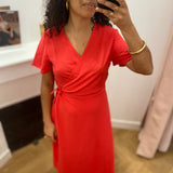 Robe cache-coeur manches courtes Vilovie - Hibiscus - VILA