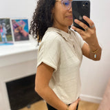 Polo maille ajourée col chemise - Natural - LOLA ESPELETA