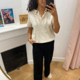 Polo maille ajourée col chemise - Natural - LOLA ESPELETA