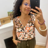 Top sans manches col V - Multicolore - LOLA ESPELETA