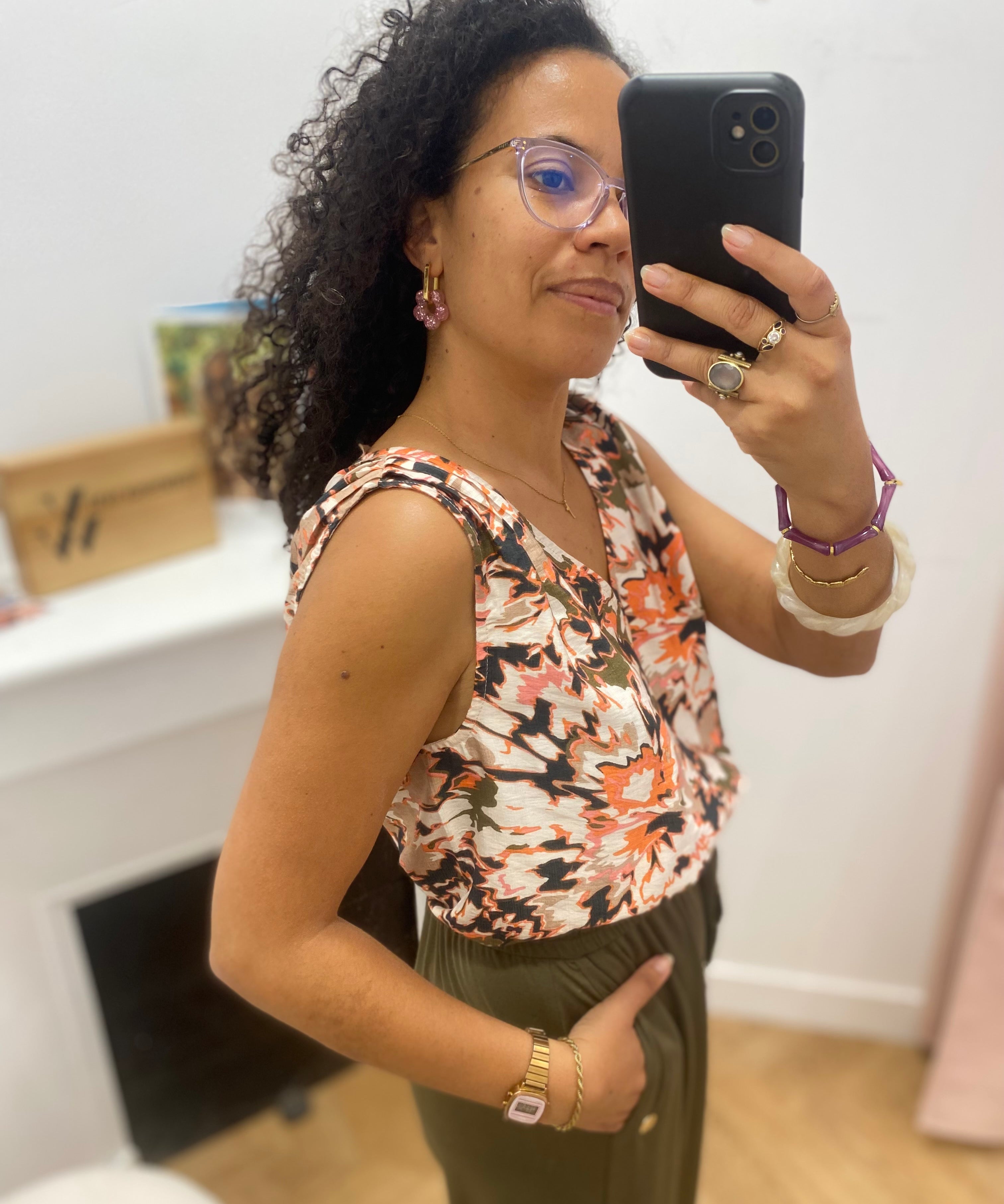 Top sans manches col V - Multicolore - LOLA ESPELETA