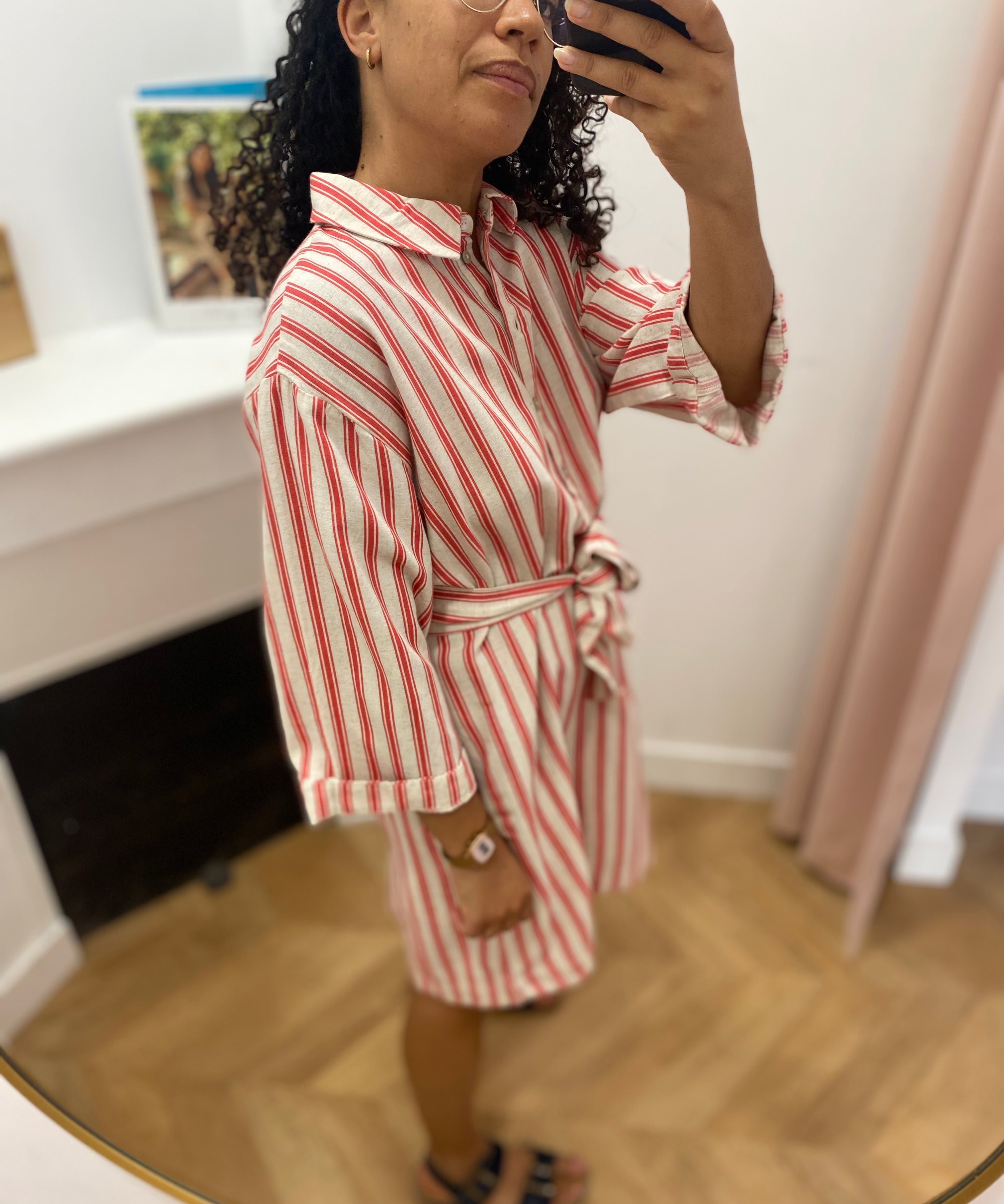 Robe chemise à manches longues ample ceinturée Viprisilla - Hibiscus - VILA