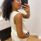 Gilet sans manches brodé avec liens à nouer Vipolli - Super Light Natural Melan - VILA