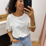 T-shirt à manches courtes print Cannelle - Blanc - C'EST BEAU LA VIE !