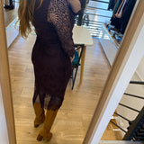 Long Lace Dress - Burgundy - IKKS Women