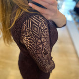 Long Lace Dress - Burgundy - IKKS Women