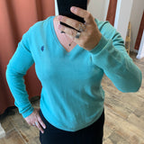 Pull col V manches longues - Vert - US POLO FEMME