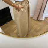 Jupe longue en coton craquant Blanche - Sable - C'EST BEAU LA VIE