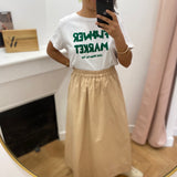 Jupe longue en coton craquant Blanche - Sable - C'EST BEAU LA VIE