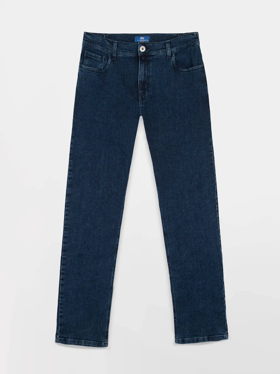 Vue à plat du jean 5 poches bleu marine TBS HOMME Benjipoc
