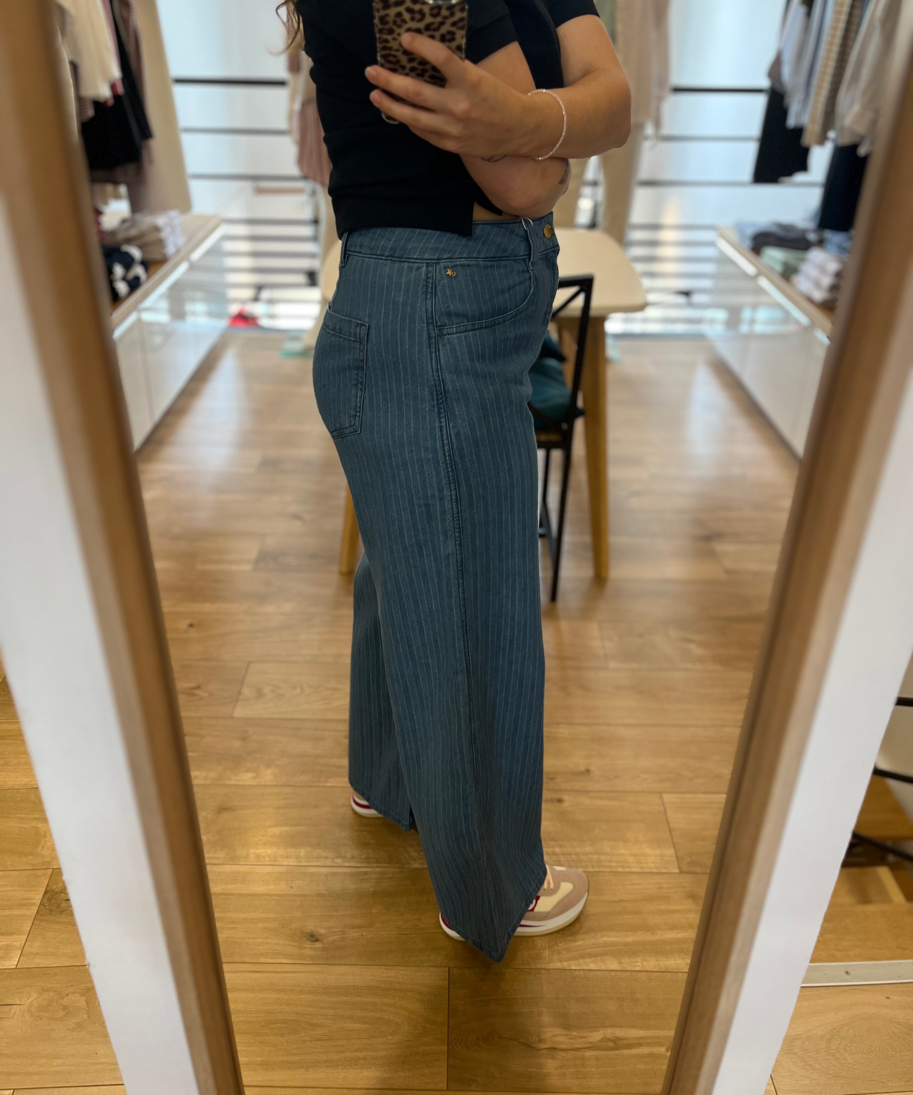 Jean large rayé pour femme Lise - Bleu - DES PETITS HAUTS