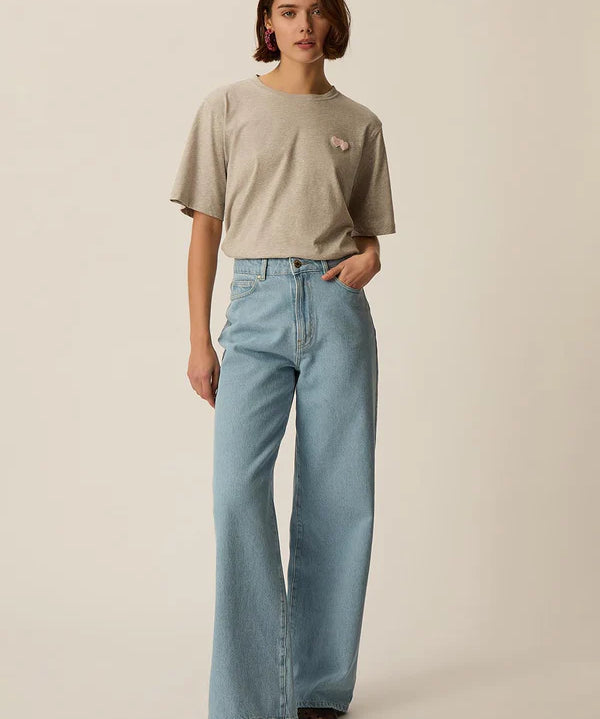 Jean large délavé taille haute Louela - Bleach - DES PETITS HAUTS
