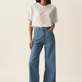 Jean large rayé pour femme Lise - Bleu - DES PETITS HAUTS