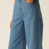 Jean large rayé pour femme Lise - Bleu - DES PETITS HAUTS