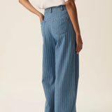 Jean large rayé pour femme Lise - Bleu - DES PETITS HAUTS