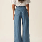Jean large rayé pour femme Lise - Bleu - DES PETITS HAUTS
