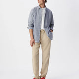 Jogpant homme chic en toile de lin M322123 - Beige - IKKS MEN