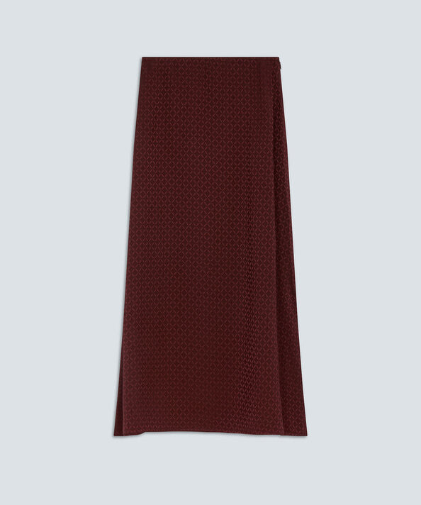Visuel à plat de la jupe longue fluide en jacquard prune SUNCOO FEMME Flavie