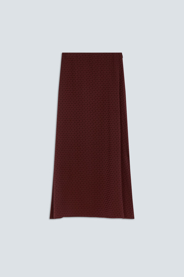 Visuel à plat de la jupe longue fluide en jacquard prune SUNCOO FEMME Flavie