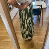 Jupe longue évasée en voile de soie imprimé B327305 - Vert - IKKS WOMEN