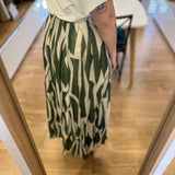 Jupe longue évasée en voile de soie imprimé B327305 - Vert - IKKS WOMEN