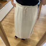 Jupe mi-longue en viscose effet lin Tinga - Beige clair - SUN VALLEY FEMME