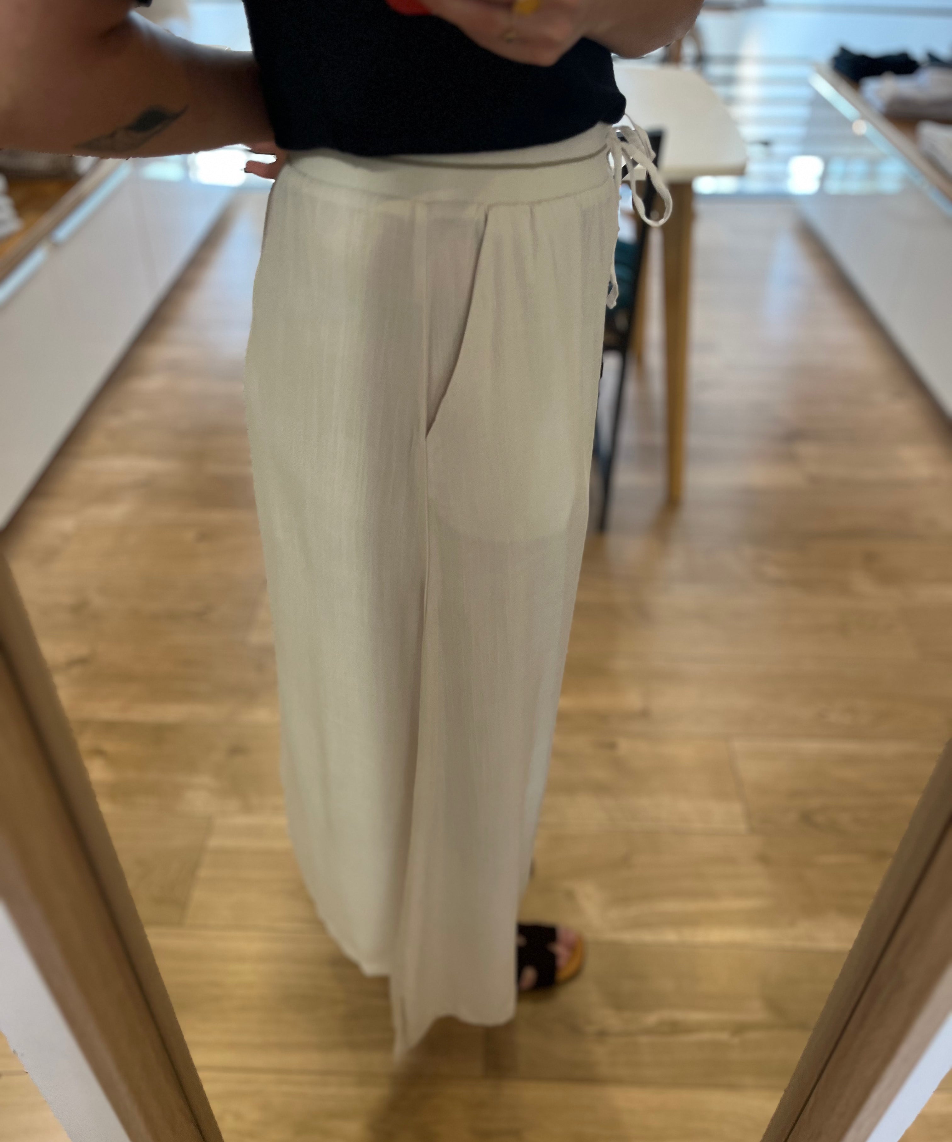 Jupe mi-longue en viscose effet lin Tinga - Beige clair - SUN VALLEY FEMME
