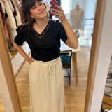 Jupe mi-longue en viscose effet lin Tinga - Beige clair - SUN VALLEY FEMME