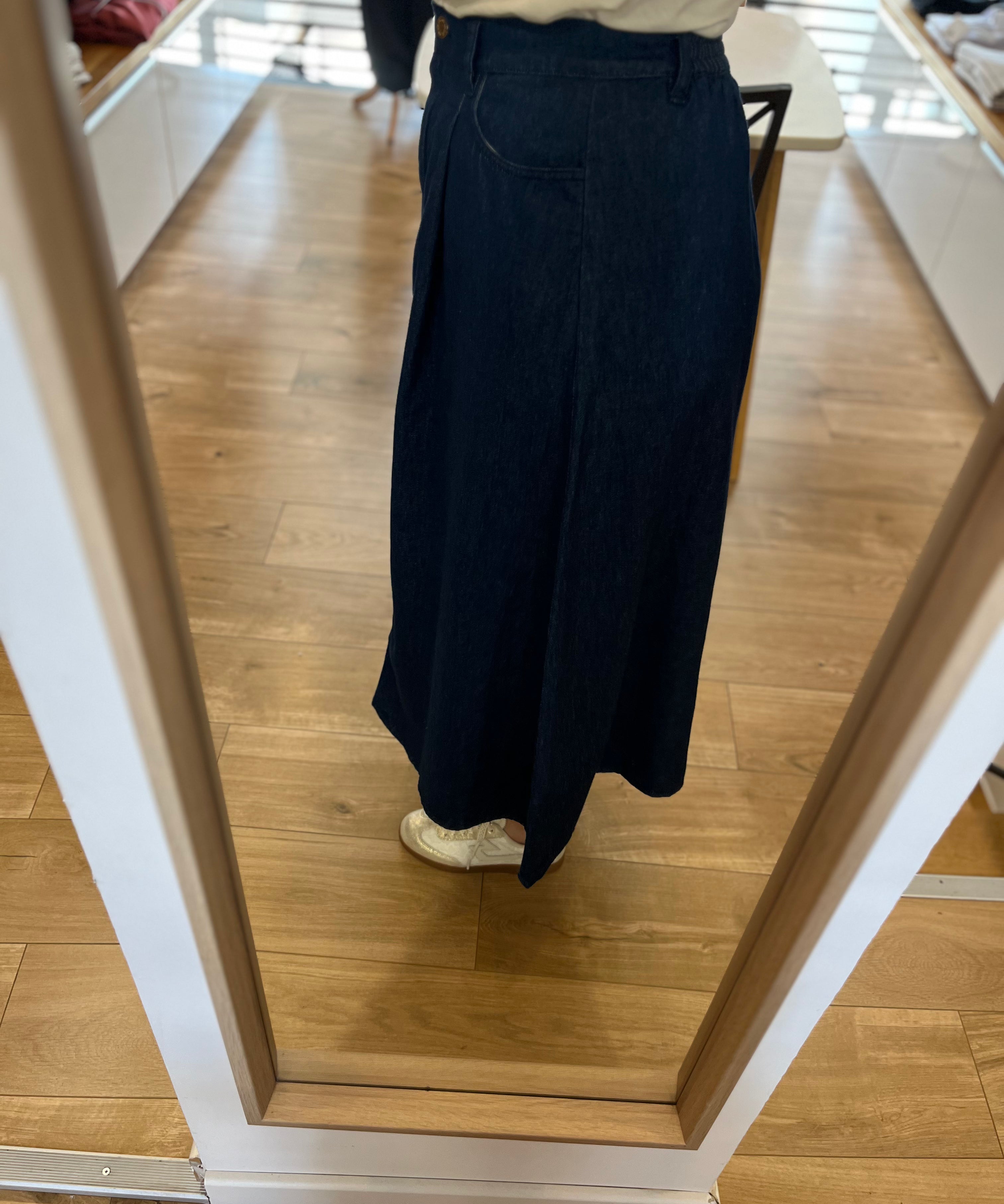 Jupe midi en jean évasée Luce - Dark indigo - DES PETITS HAUTS