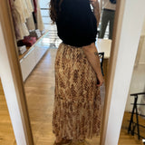 Jupe midi imprimée léopard Fauve - Beige - SUNCOO