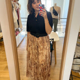 Jupe midi imprimée léopard Fauve - Beige - SUNCOO
