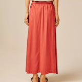 Jupe mi-longue en viscose effet lin Tinga - Argile - SUN VALLEY FEMME