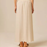 Jupe mi-longue en viscose effet lin Tinga - Beige clair - SUN VALLEY FEMME