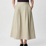 Jupe midi évasée à plis structurés B327065 - Beige - IKKS WOMEN