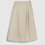 Jupe midi évasée à plis structurés B327065 - Beige - IKKS WOMEN