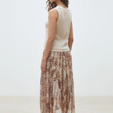 Jupe midi imprimée léopard Fauve - Beige - SUNCOO