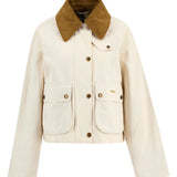 Veste courte détails tartan Beadnell - Perle claire & beige - BARBOUR FEMME