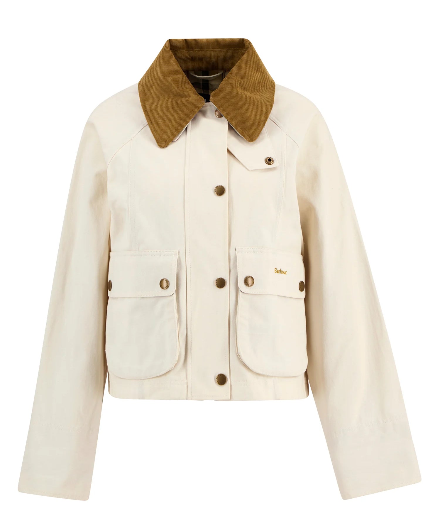 Veste courte détails tartan Beadnell - Perle claire & beige - BARBOUR FEMME