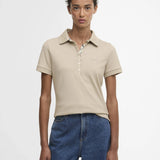 Polo ajusté à détails tartan Portsdown - Sable - BARBOUR FEMME