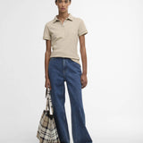 Polo ajusté à détails tartan Portsdown - Sable - BARBOUR FEMME