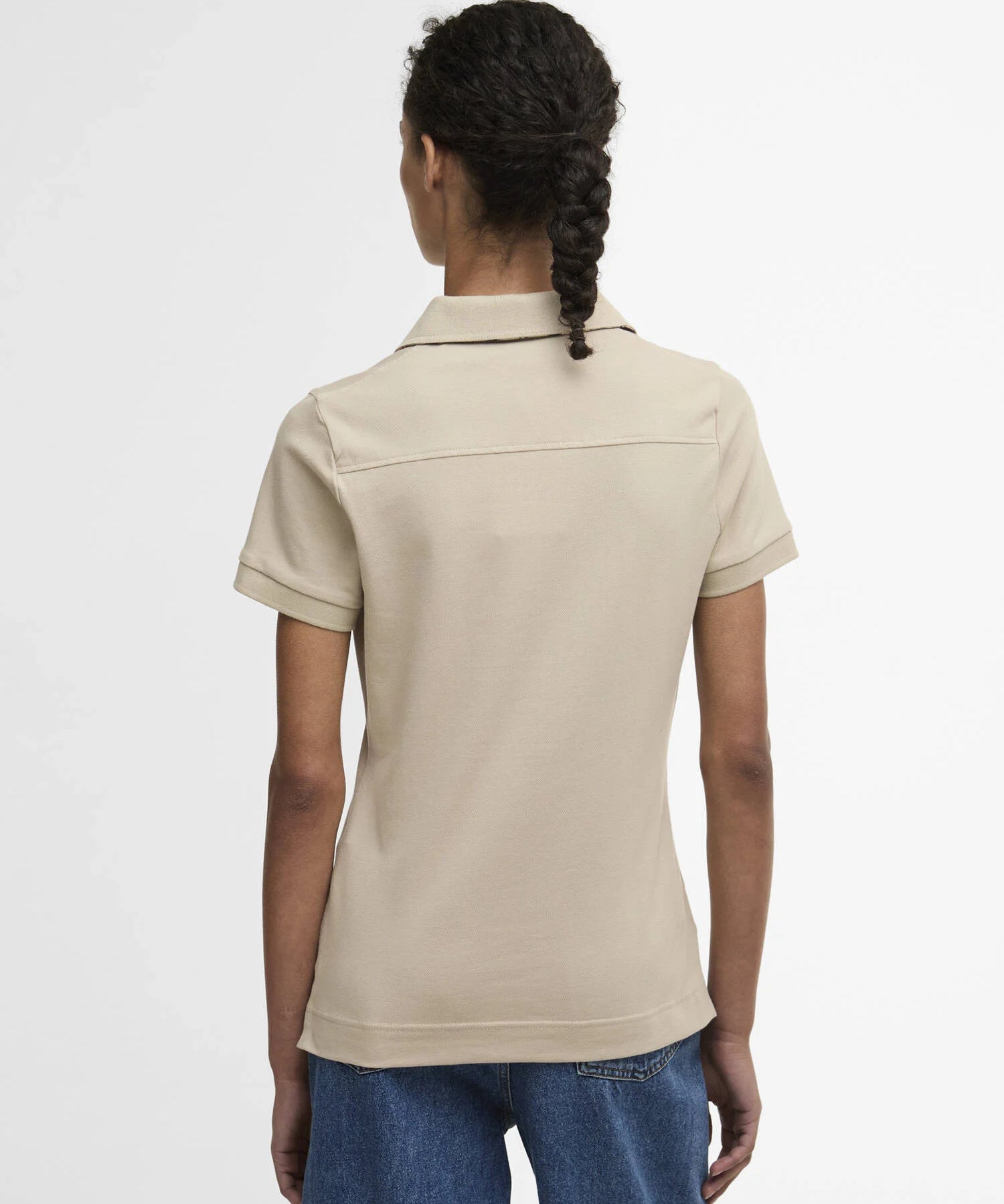 Polo ajusté à détails tartan Portsdown - Sable - BARBOUR FEMME