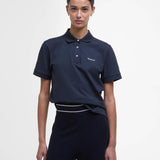 Polo ajusté en coton col tartan Browford - Marine - BARBOUR FEMME