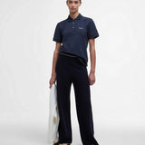 Polo ajusté en coton col tartan Browford - Marine - BARBOUR FEMME