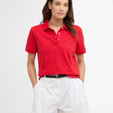 Polo ajusté en coton col tartan Browford - Rouge poppy - BARBOUR FEMME