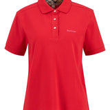 Polo ajusté en coton col tartan Browford - Rouge poppy - BARBOUR FEMME