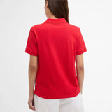 Polo ajusté en coton col tartan Browford - Rouge poppy - BARBOUR FEMME