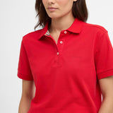 Polo ajusté en coton col tartan Browford - Rouge poppy - BARBOUR FEMME