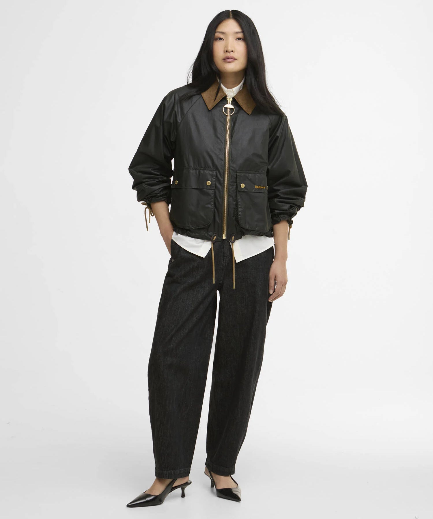 Veste courte cirée Marron - Vert fern ancient - BARBOUR FEMME