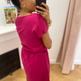 Robe courte fluide col V ceinturée Marilou - Pivoine - GRACE & MILA